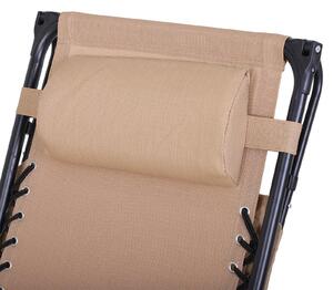 Sedia Sdraio Zero Gravity Reclinabile Pieghevole con Tettuccio e Portabicchieri in Textilene Beige