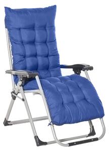 Sedia Sdraio Pieghevole Reclinabile Imbottita 90x65x110 cm in Metallo e Poliestere Blu