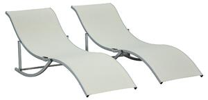 Set 2 Lettini Prendisole da Giardino 61x165x63 cm in Alluminio e Textilene Beige