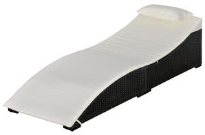 Lettino Prendisole Pieghevole da Giardino 198x68x50 cm in Rattan Nero e Bianco Crema