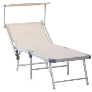 Lettino Prendisole Pieghevole da Giardino in Alluminio e Textilene Beige