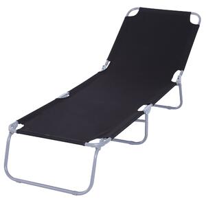 Lettino Prendisole Pieghevole da Giardino 180x55x24 cm in Metallo e Tessuto Oxford Nero
