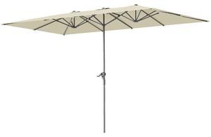 Outsunny Ombrellone a doppia faccia, 451 x 264 cm Ombrellone con sistema a manovella, 12 stecche metalliche, Asta in alluminio, Bianco crema | Aosom Italy