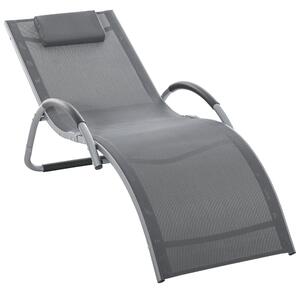 Lettino Prendisole da Giardino 160x60x65 cm in Alluminio Grigio