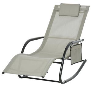 Sdraio Dondolo da Giardino 62x88x165 cm in Metallo e Tessuto Grigio