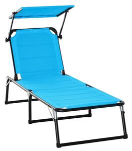 Lettino Prendisole Pieghevole da Giardino 66x164x84,5 cm in Alluminio e Textilene Blu