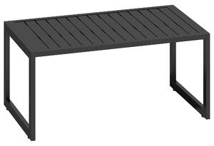 Outsunny Tavolino con design a stecche Tavolo da balcone in alluminio Tavolino da caffè resistente alle intemperie 90 x 50 x 42 cm Nero | Aosom Italy