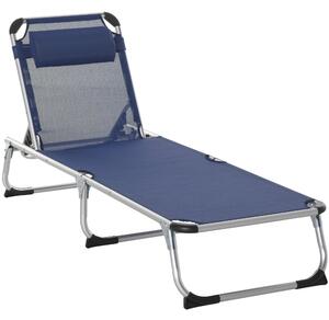Lettino Prendisole Pieghevole da Giardino 60x170x76 cm in Alluminio e Textilene Blu