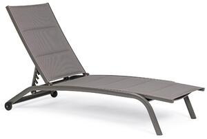 Lettino Prendisole da Giardino 61x192x96 cm con Ruote in Alluminio Tortora