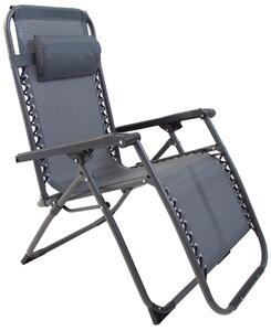 Sedia Sdraio Zero Gravity Reclinabile Pieghevole 188x65x110 cm in Acciaio e Textilene Grigia