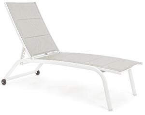 Lettino Prendisole da Giardino 61x192x105 cm con Ruote in Alluminio Bianco