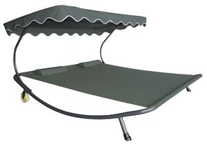 Letto Prendisole Matrimoniale da Giardino 200x175x135 cm in Acciaio e Tessuto Oxford Grigio