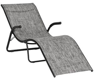 Lettino Prendisole Pieghevole 170x62x68 cm in Metallo e Tessuto a Rete Grigio
