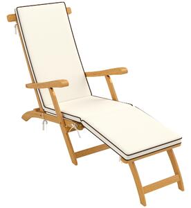 Outsunny Lettino prendisole in legno pieghevole con poggiapiedi, materassino, sedia fino a 160 kg portata Teak | Aosom Italy
