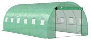 Outsunny Polytunnel serra con copertura in plastica e telaio in acciaio, tenda serra calpestabile con porte avvolgibili, Verde | Aosom Italy