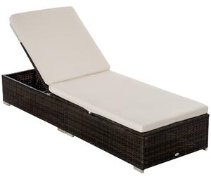 Lettino Prendisole 195x68x30 cm in Rattan Marrone