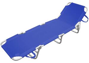 Lettino Prendisole in Alluminio Tessuto in Texilene Blu Piscina Mare Spiaggia