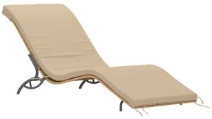 Outsunny Lettino prendisole in polyrattan da giardino con cuscino, resistente alle intemperie, portata 120 kg, 166 x 63 x 76 cm, Beige | Aosom Italy
