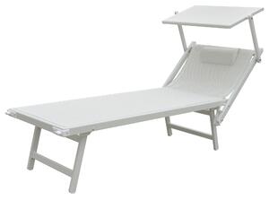 Lettino Prendisole da Giardino 185x61x39,5 cm Telaio in Alluminio Bianco e Textilene Bianco