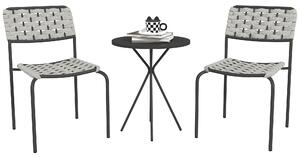 Outsunny Set mobili da giardino in polyrattan, lounge outdoor mobili da balcone per 2 persone, 3 pezzi 2 sedie, tavolo grigio | Aosom Italy