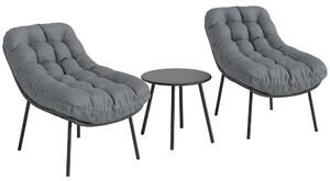 Outsunny Set di mobili da esterno in Polyrattan per 2 persone con cuscini spessi 15 cm Grigio | Aosom Italy