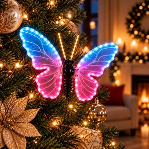 Farfalla luminosa 40x25cm 3D con movimento ali Multicolore da albero e giardino Wisdom