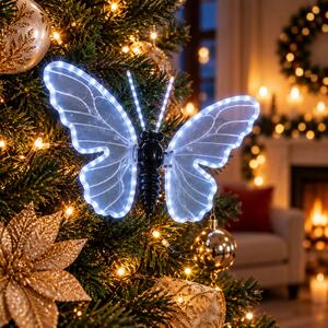Farfalla luminosa 40x25cm 3D con movimento ali Bianco Freddo da albero e giardino Wisdom