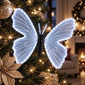 Farfalla luminosa 75x60cm 3D con movimento ali Bianco Freddo da albero e giardino Wisdom