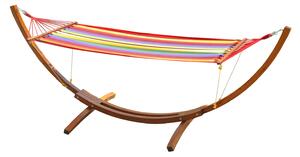 Amaca in Tessuto a Righe Colorato con Supporto in Legno 3.15x1x1.1m