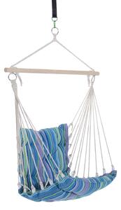 Amaca Sedia Sospesa Imbottita con Corde e Supporto in Legno e Cotone a Righe