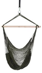 Amaca Sedia Poltrona Sospesa da Giardino Supporto in Legno Verde Militare 100x130 cm