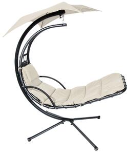 Amaca Dondolina da Giardino in Metallo con Parasole Bertozzi Leaf Beige
