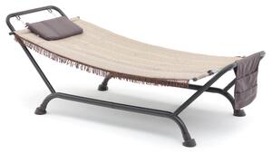 Amaca da Giardino 230x98x82 cm Struttura in Ferro e Telo in Poliestere Bali Beige