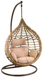 Amaca Dondolina da Giardino 98x70x128 cm in Polyrattan Renton Marrone