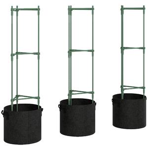 Outsunny Aiuola rialzata con griglia di sostegno sacchi da 83,7 litri set da 3 fioriera triangolare supporto per pomodori 35 x 35 x 120 cm | Aosom Italy