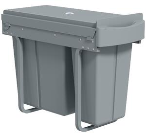 HOMCOM Pattumiera da cucina scorrevole 30L con 2 scomparti, pattumiera sottolavello con coperchio satinato, 52x26x40,8cm, grigio | Aosom Italy