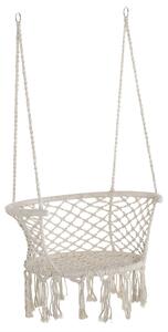 Amaca Sedia Sospesa 80x60x36 cm in Poliestere e Macramè Crema