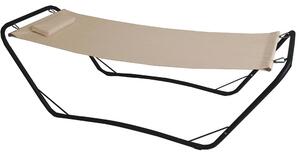 Lettino Amaca a Dondolo con Supporto Java in Acciaio e Pvc Beige