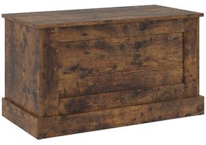 HOMCOM Cassapanca contenitore, baule porta giochi, con cerniera di sicurezza, per soggiorno, in legno, 80 x 40 x 45 cm, marrone rustico | Aosom Italy