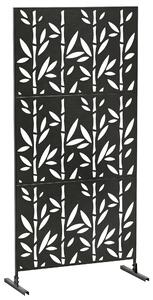 Outsunny Pannello frangivista decorativo esterno Claustra decorativo giardino 3 pannelli motivo bambù metallo 92x40x192cm Nero | Aosom Italy
