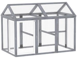 PawHut Recinto per pollame 1,18 m², parco recintato con porte bloccabili, struttura in legno massiccio, 140 x 88,5 x 106 cm, grigio | Aosom Italy