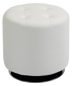 HOMCOM Poggiapiedi da salotto girevole a 360°, pouf ottomano rotondo imbottito in PU con base in acciaio, Ø 45,5 x 44,5 cm, bianco | Aosom Italy