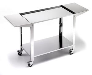 Carrello in Acciaio Inox con Mensole Laterali Richiudibili e Ruote Ompagrill 46141