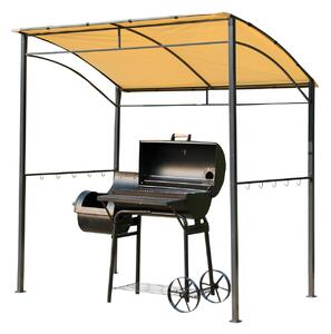 Riparo per Barbecue Pergola da Giardino 2.15x1.5x1.8/2.2m in Acciaio Beige