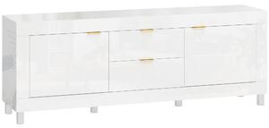 HOMCOM Mobile TV per televisori fino a 190,5 cm, moderno centro entertainment con 2 armadietti e 2 cassetti, Bianco lucido | Aosom Italy