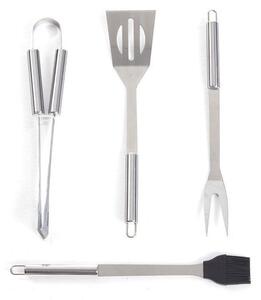Set 4 Utensili per Barbecue in Acciaio con Valigetta