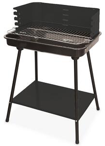 Barbecue a Carbone Carbonella Rettangolare 58x38x82 cm con Vassoio in Acciaio al Carbonio Nero