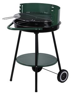Barbecue a Carbone Carbonella Rotondo Ø51x84,5 cm con Vassoio in Acciaio al Carbonio Verde