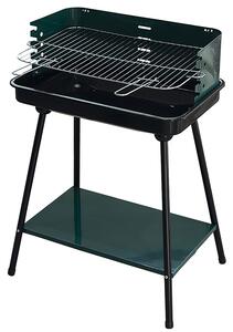 Barbecue a Carbone Carbonella Rettangolare 58x38x82 cm con Vassoio in Acciaio al Carbonio Verde
