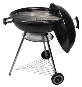 Barbecue a Carbone Carbonella con Coperchio e Ruote 73x57x100 cm in Acciaio Nero